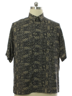 1990's Mens Pierre Cardin Rayon Graphic Print Sport Shirt