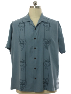 1990's Mens Silk Embroidered Club/Rave Style Shirt