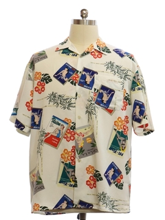 1990's Mens Pin Up GIrl Print Rayon Hawaiian Shirt