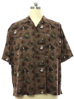 1990's Mens Graphic Eagles Print Sport Shirt