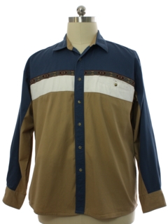 1990's Mens Heavy Cotton Southwestern Style Western Shirt