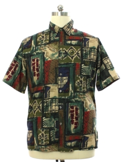 1990's Mens Tori Richard Cotton Lawn Hawaiian Style Graphic Print Sport Shirt