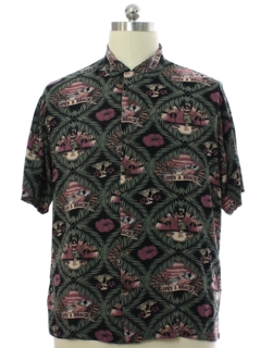 1990's Mens Big Dogs Rayon Hawaiian Style Sport Shirt