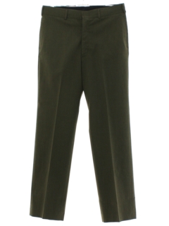 1960's Mens Mod Olive Green Uniform Pants