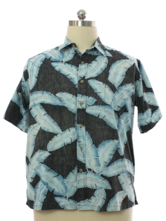 1990's Mens Reverse Print Cotton Broadcloth Hawaiian Shirt
