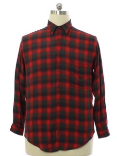 1980's Mens Plaid Rayon Shirt