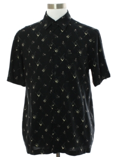 1990's Mens Rayon Graphic Print Sport Shirt