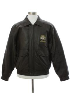 1990's Mens Leather North American Hunting Club Bomber Jacket