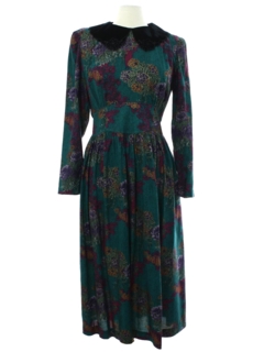 1980's Womens Rayon Librarian Style Maxi Dress
