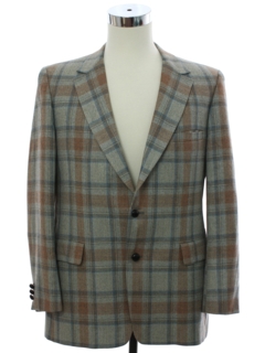 1970's Mens Plaid Wool Disco Blazer Sport Coat Jacket