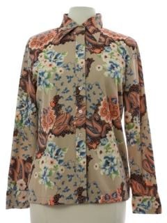 1970's Womens Print Disco Shirt