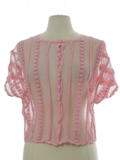 1990's Womens Sheer Crocheted Shirt