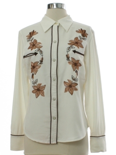 1950's Womens 50s Reproduction Embroidered Gabardine Western Shirt