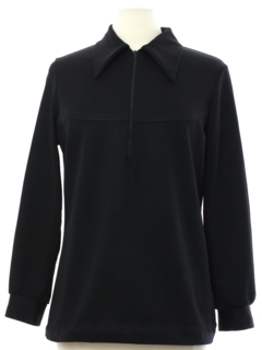 1970's Womens Black Mod Knit Shirt