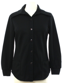 1970's Womens Black Mod Knit Shirt