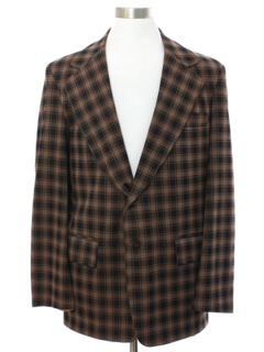 1970's Mens Plaid Disco Blazer Sport Coat Jacket