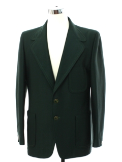 1970's Mens Forest Green Disco Blazer Sport Coat Jacket