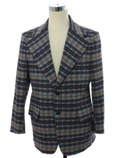 1970's Mens Plaid Disco Blazer Sport Coat Jacket