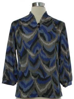 1970's Womens Pullover Print Disco Shirt