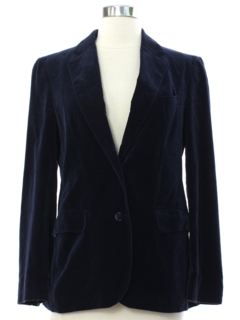 1980's Womens Midnight Blue Velvet Blazer