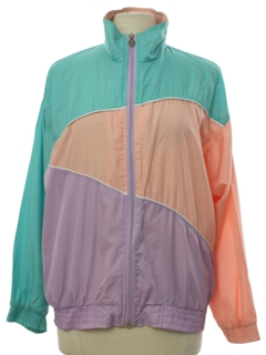 1980's Womens Totally 80s Windbreaker Zip Jacket