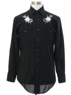 1990's Mens Rodeo Style Embroidered Western Hippie Shirt