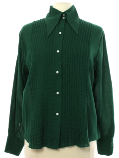 1970's Womens Mod Peacock Revolution Inspired Pleated Shirt