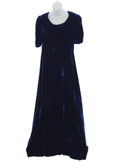 1970's Womens Velvet Prom Or Cocktail Maxi Dress