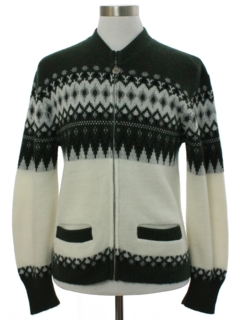1960's Mens Mod Zip Front Sweater