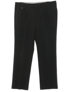 1980's Mens Black Totally 80s Wool Gabardine Pleated Pants