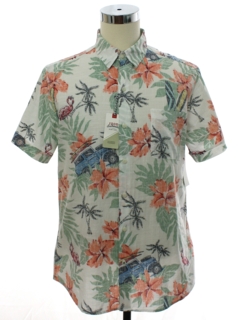 1990's Mens Cotton Chambray Reverse Print Hawaiian Shirt