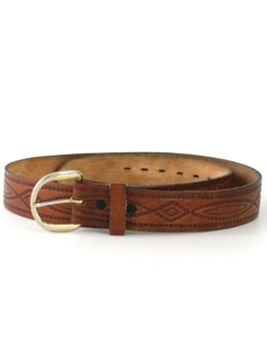 1960's Mens Accessories - Embossed Leather Western Belt