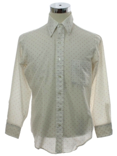 1970's Mens Subtle Cotton Blend Print Disco Style Shirt