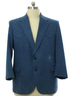 1970's Mens Western Denim Blazer Sport Coat Jacket