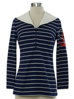 1960's Womens Mod Knit Sailor Style Shirt