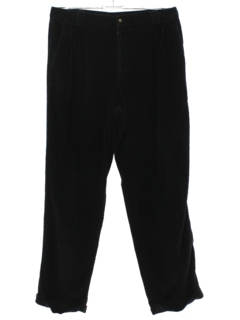 1990's Mens Black Baggy Wide Wale Pleated Corduroy Pants