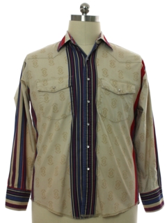 1990's Mens Geometric Print Western Shirt