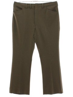1970's Mens Houndstooth Plaid Flared Leisure Pants