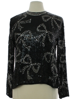 1980's Womens Designer Sequin Shirt