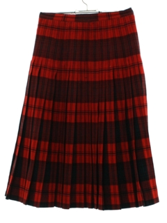 1950's Womens Pleated Plaid Wool Skirt