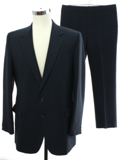1980's Mens Totally 80s Dark Blue Pinstriped Suit