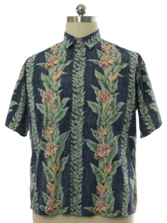 1990's Mens Reverse Print Cotton Hawaiian Shirt