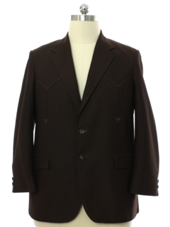 1970's Mens Brown Disco Western Blazer Sport Coat Jacket