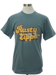 1990's Unisex Slate Blue Rusty Zipper T-Shirt
