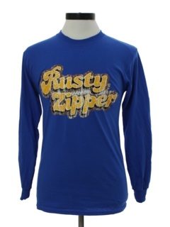 1990's Unisex Royal Blue Rusty Zipper Longsleeve T-Shirt