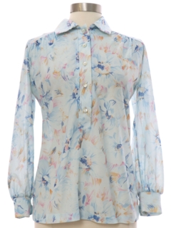1970's Womens Hippie Style Print Disco Shirt