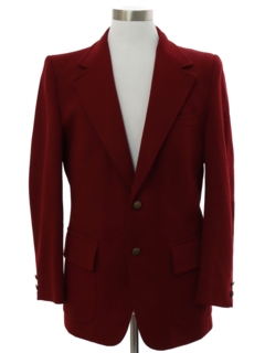 1970's Mens Burgundy Disco Blazer Sport Coat Jacket