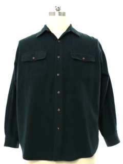 1990's Mens Dark Green Chamois Cloth Heavy Cotton Flannel Shirt