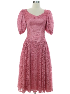 1970's Womens Pretty in Pink Prom Or Cocktail Dress