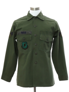 1970's Mens Military US Army Uniform Shirt